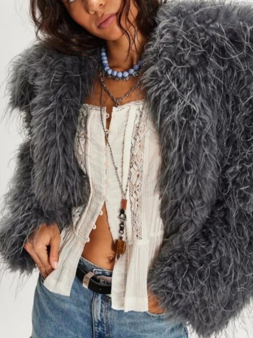 Free People Moonlight Faux Fur Coat